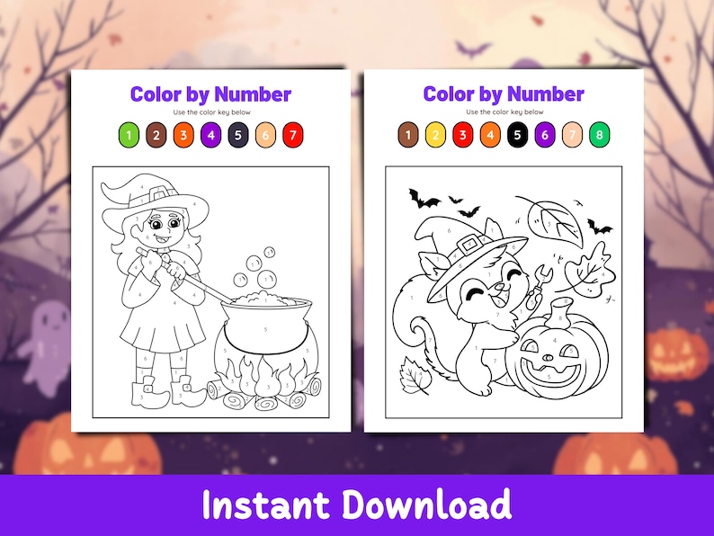 Halloween Color by Number Printable | Halloween Coloring Pages for Kids ...