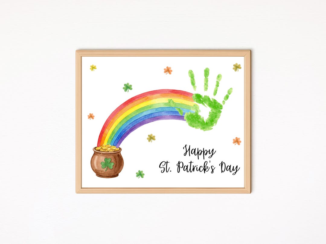 St Patricks Day Handprint Craft for Kids, Rainbow Pot of Gold, Toddler ...