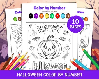 Halloween Color by Number Printable | Halloween Coloring Pages for Kids | Instant Download Activity PDF