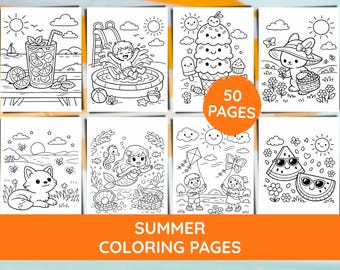 Summer Coloring Pages Printable | 50 Pages | Kids Ages 3+ Preschool Kindergarten Activity