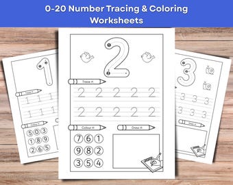 Number Tracing Worksheets 0-20 – Preschool Handwriting Practice PDF Activity – Tracing Numbers