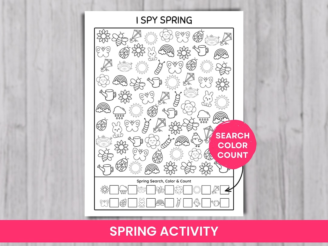 I Spy Spring Printable PDF, Search and Color Activity for Kids ...