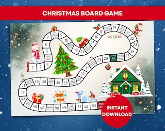 Christmas Board Game Printable, Holiday Classroom Game, Xmas Family Party Activity, Kids Christmas Fun Game