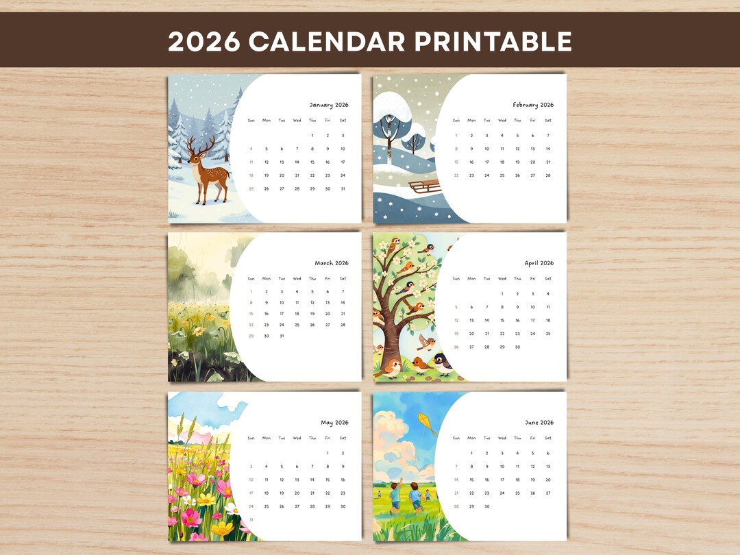 2026 Calendar Printable, Kids Calendar 2026, Kids Monthly Calendar ...