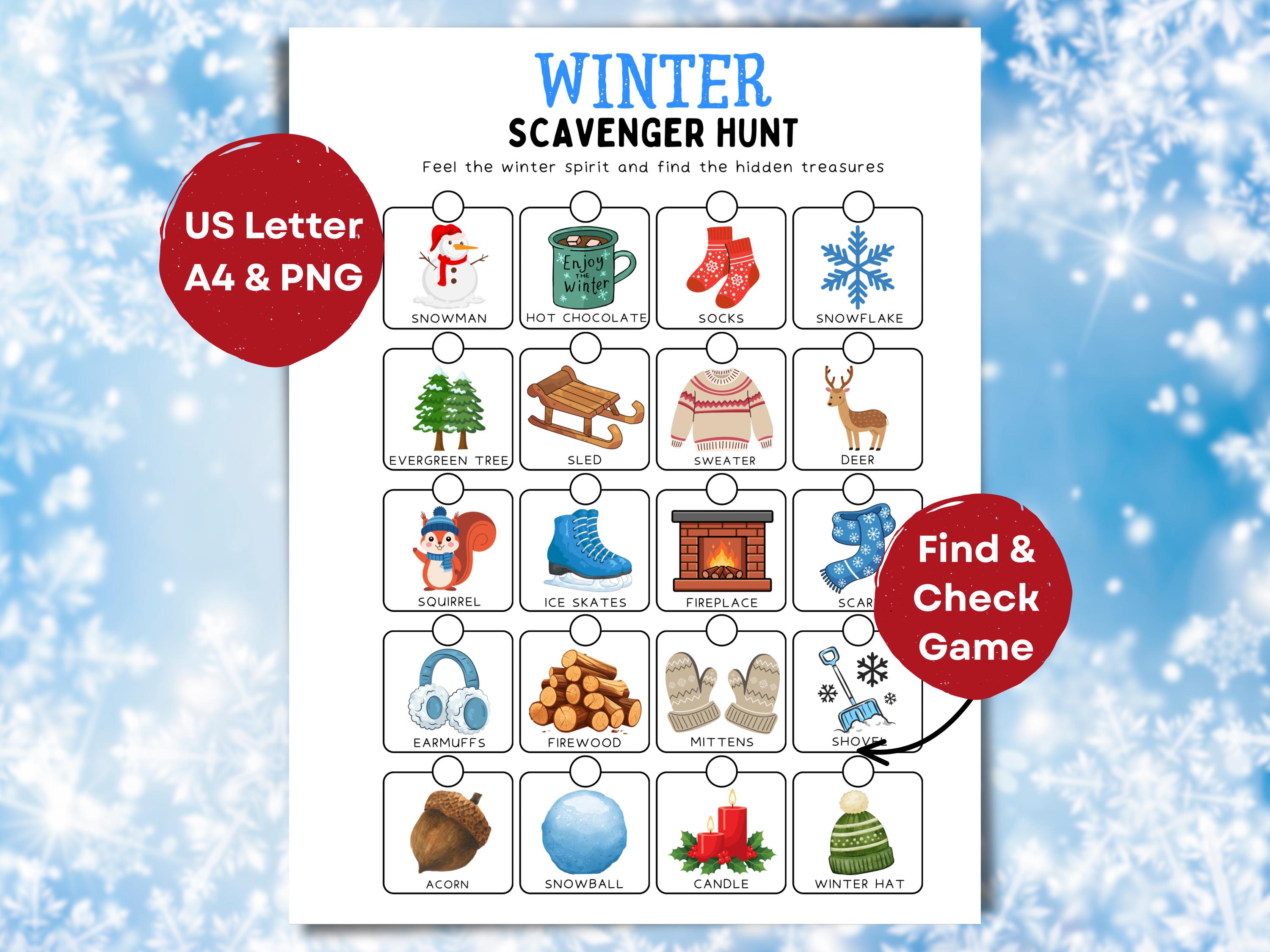 Winter Scavenger Hunt Printable – Fun Indoor & Outdoor Search Game for ...
