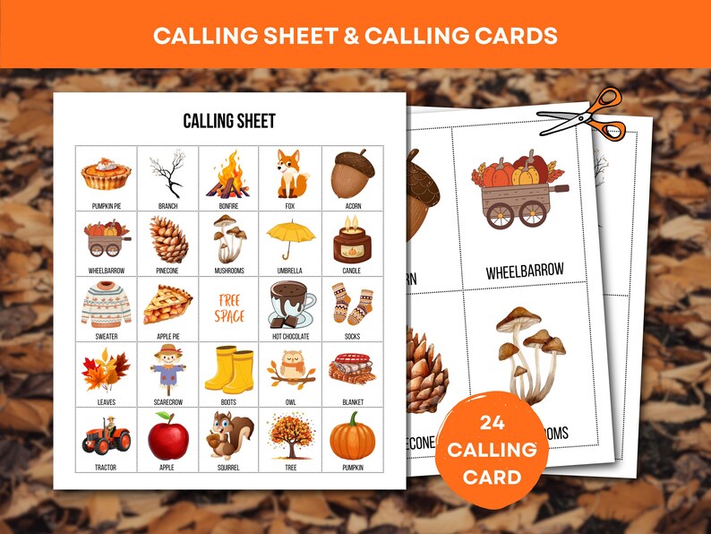 Fall Calling Pages Fall Bingo Game Printable, Autumn Classroom Activity, 50 Pages Bingo ...