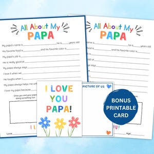 All About My Papa Printable | Fathers Day Gift | Grandparents Day Gift | Birthday Gift for Papa