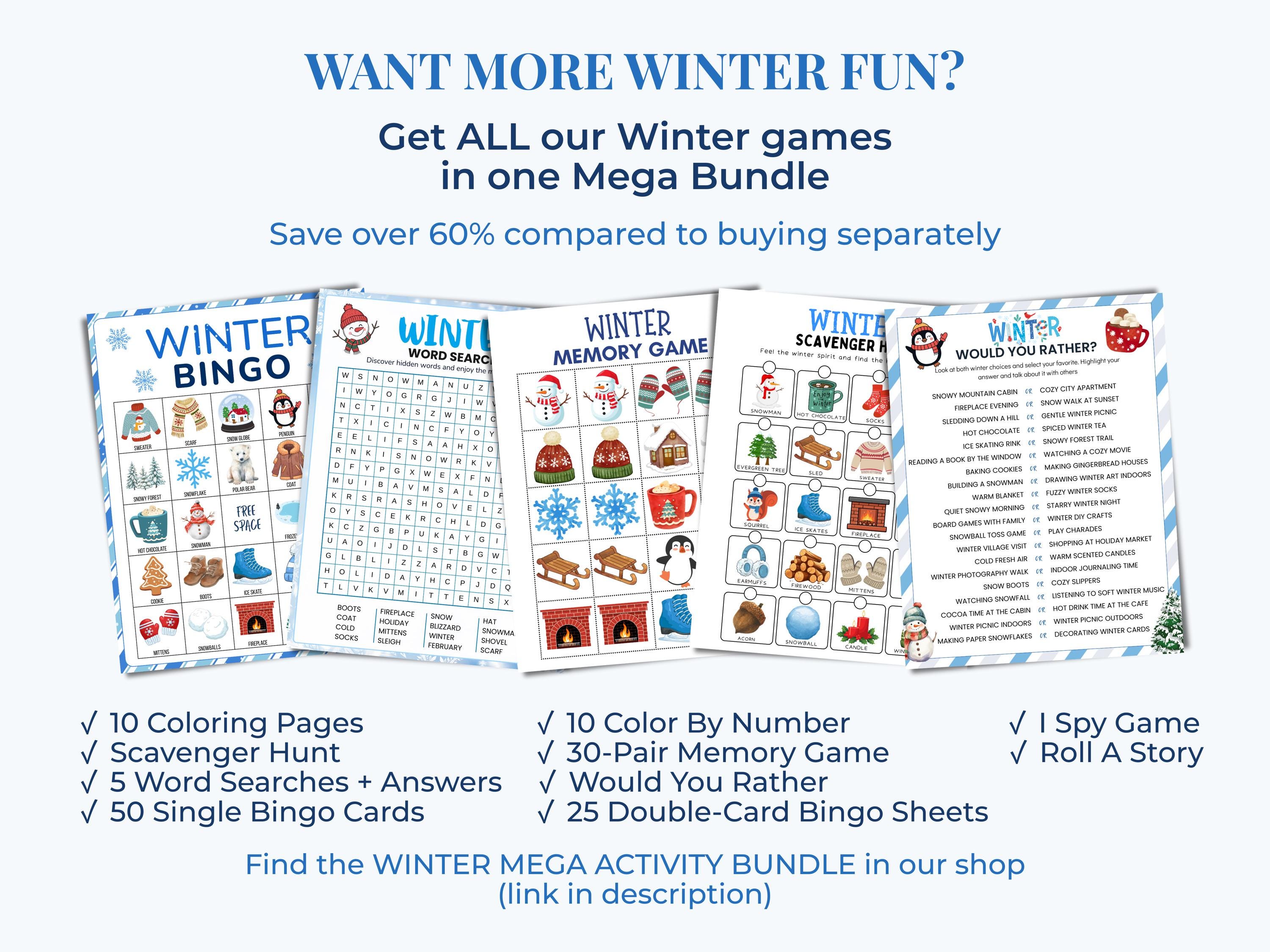 Winter Memory Matching Game Printable PDF – Fun Winter Activity for ...