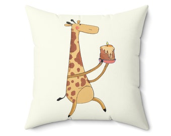 Giraffe's Pastry Parade Faux Suede Square Pillow