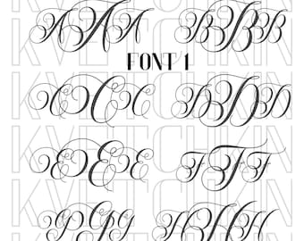 Fancy Monogram Fonts [3] SVG PNG Instant Download