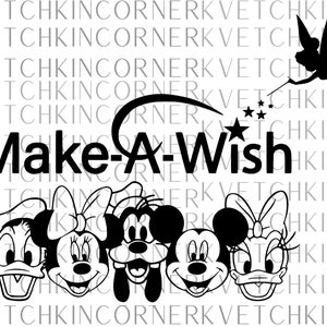 Topolino e i suoi amici esprimono un desiderio SVG PNG file di taglio Download istantaneo