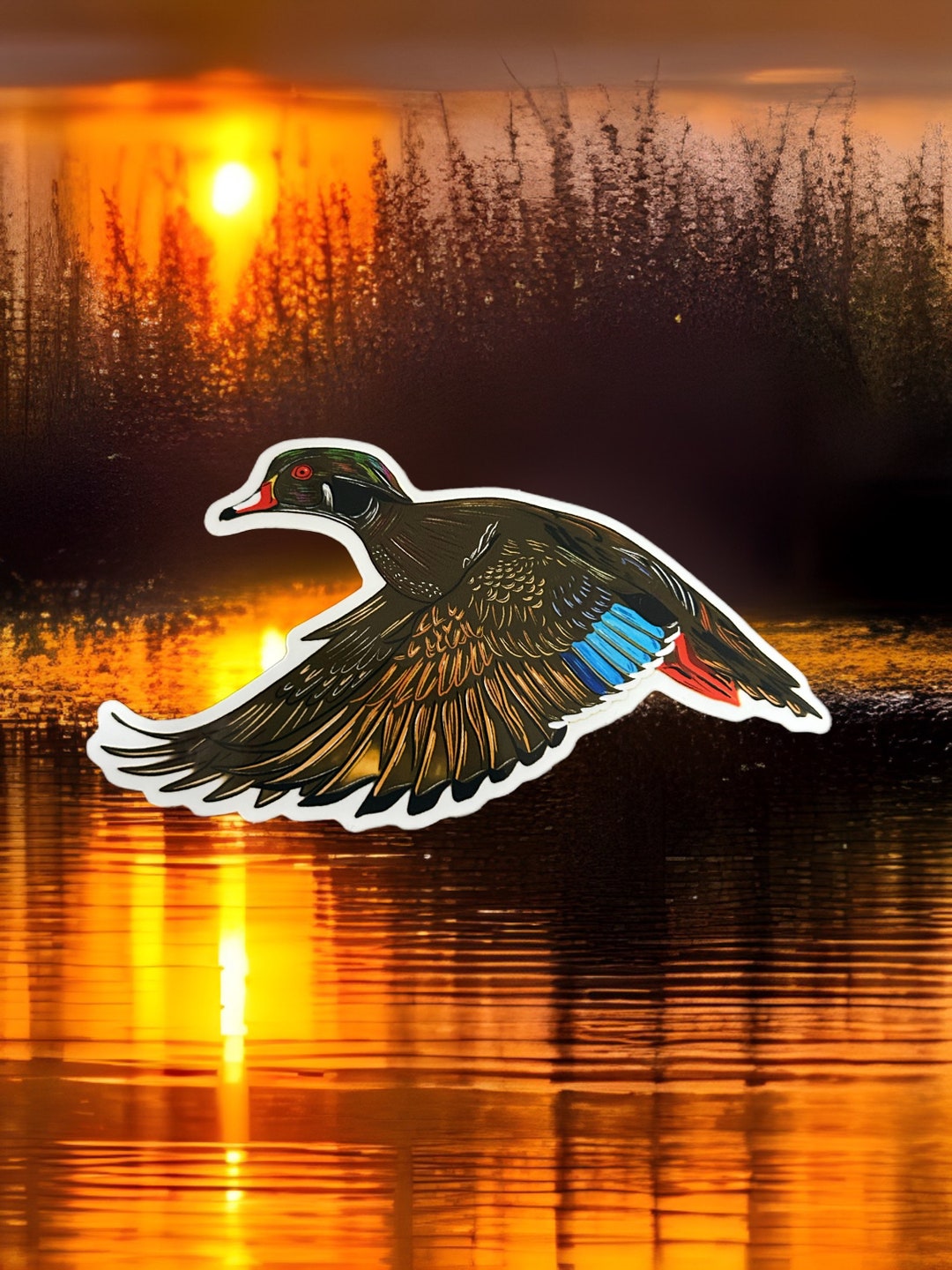 Wood Duck Sticker Etsy