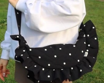 Handgemachte Polka Dot Crescent Tasche, Crossbody Geldbörse