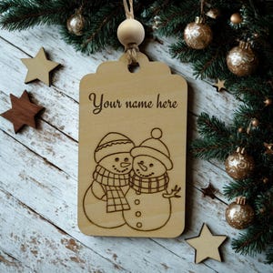 Personalized Wooden Christmas Gift Tag | Custom Name Engraving | Holiday Decor | Unique gift tag for presents |  Christmas keepsake