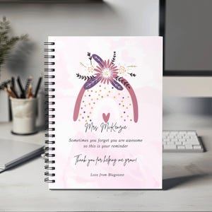 Cahier arc-en-ciel personnalisé pour enseignants / Idée cadeau personnalisée pour enseignant / Journal de remerciement pour enseignant / Cadeau de fin d'année/Couverture souple