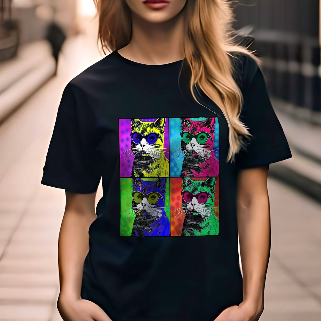 Cat Pop Art Shirt, Popart Style Tshirt, Modern Art Shirt, Cat Art Tshirt, Cat Artwork, Shirt
