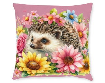Hedgehog Cushion | Spring Home Decor Cushion | Pink Home Decor | Gifts For Animal Lovers | Nature Inspired Gifts