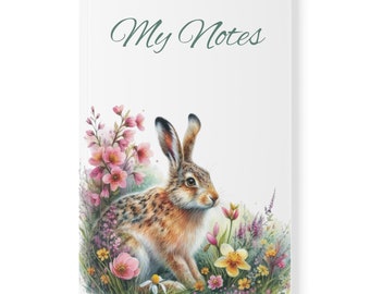 Hare Notebook | Floral Stationery | Spring Home Decor | Gifts For Students | Gifts For Animal Lovers | Nature Inspired Gifts