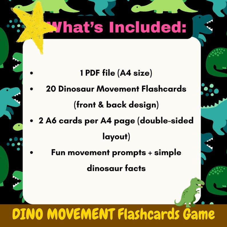 Dinosaurier-Bewegungskarten für Kinder | Grob Motorik Aktivität zum Ausdrucken (Digitaler Download) Bild 5