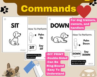 Dog Training Flashcards | 10 Basic Commands, Hand Signals (DIY Printable)
