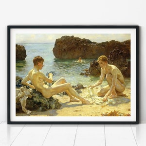 Impresión de arte gay, pintura vintage, póster gay, arte queer, pintura clásica, regalo gay, pintura masculina, pintura gay, hombre desnudo, arte del orgullo gay