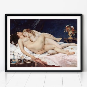 Lesbian Art, Sapphic Art, Lesbian Print, Gustave Courbet Art, Lesbian Painting, Vintage Painting, Lesbian Wedding Gift, Printable Wall Art