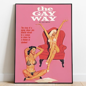 Retro Lesbian Illustration, Vintage Art, Lesbian Pulp Art, Queer Art, Sapphic Print, Lesbian Art, WLW Print, Lesbian Lovers, Two Women