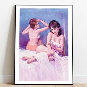 Lesben Print, Sapphic Art, Lesbische Kunst, Retro Poster, Lesbische Illustration, Queer Art, TLW Art, Lesbische Malerei, Vintage Poster, Romantisch