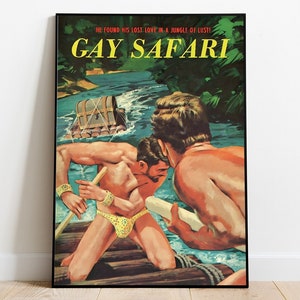 Retro Gay Poster, Pulp Art Print, Gay Art, Vintage Poster, Queer Art, Pulp Cover Art, Gay Wall Art, LGBT Art, Gay Gift, Beefcake, Pride Art