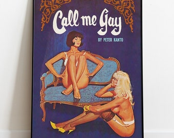 Pulp Art Print, Vintage Lesbian Poster, Pulp Cover Art, Lesbian Art, Sapphic Print, Queer Art, Lesbian Wall Art, WLW Art, Instant Download