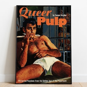 Poster gay, copertina pulp, arte gay, poster pulp, arte LGBTQ, stampa queer, poster vintage gay, Beefcake, poster retrò, arte murale stampabile