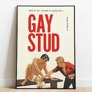 Retro Gay Print, Pulp Cover Art, Gay Pulp Art, Queer Art, Gay Poster, Vintage Gay Art, Retro Poster, Gay Wall Art, Printable Wall Art