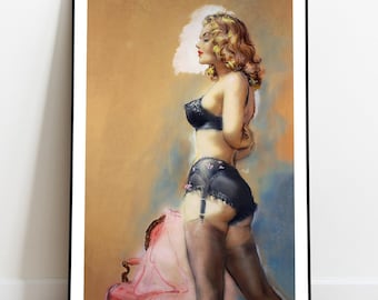 Lesbian Art Print, Vintage Poster, Lesbian Painting, WLW Art, Sapphic Art, Lesbian Gift, Retro Poster, Lesbian Art, Printable Wall Art