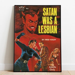 Satan was a Lesbian, Pulp Art Print, Lesbian Art, LGBT, Vintage Magazine Print, Queer Art, Lesbian Poster, Pride Art, Retro Lesbian Print