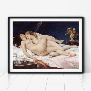 Lesbian Art, Sapphic Art, Lesbian Print, Gustave Courbet Art, Lesbian Painting, Vintage Painting, Lesbian Wedding Gift, Printable Wall Art