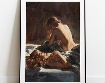 Lesbian Art Print, Sapphic Art, Lesbian Painting, WLW Wall Art, Pulp Cover Art, Sapphic Print, Lesbian Wedding Gift, Lesbian Art, LGBT Print