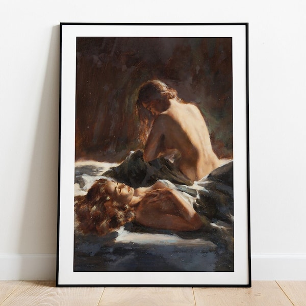 Lesben Kunstdruck, Sapphic Art, Lesbische Malerei, WIW Wandkunst, Zellstoff Cover Art, Sapphic Print, Hochzeitsgeschenk für Lesben, Lesbische Kunst, LGBT Print