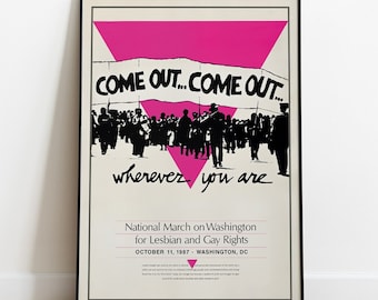 Lesbian and Gay Rights March Poster, Gay Poster, Retro Poster, Gay Art, Vintage Wall Art, Lesbian Poster, Gay Gift, Queer Poster, LGBTQ Art