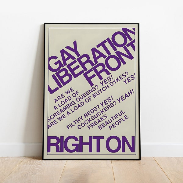Gay Liberation Front Poster, Gay Poster, Retro Poster, Gay Art, Vintage Poster, Gay Rights, Pride Poster, Gay Gift, Queer Art, Front 1970