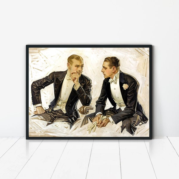 Gay Print, Vintage Poster, Gay Art, Leyendecker Poster, Gay Illustration, Queer Art Print, Retro Gay Poster, Gay Gift, Printable Wall Art