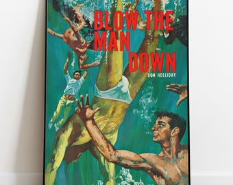 Gay Pulp Poster 1968, Vintage Cover Art Print, Retro Queer Wall Art, Old Men Illustration, LGBT Pride Decor