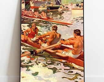Gay Art Print, JC Leyendecker Illustration, Vintage Nautical Art, Queer Sports Decor, Athletic Men Poster, Homosexual Wall Art
