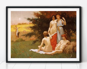 Classic Lesbian Art Print, Sapphic Poster, Lesbian Print, WLW Wall Art, Vintage Lesbian Painting, Sapphic Art, Fine Art Print, Sappho Art