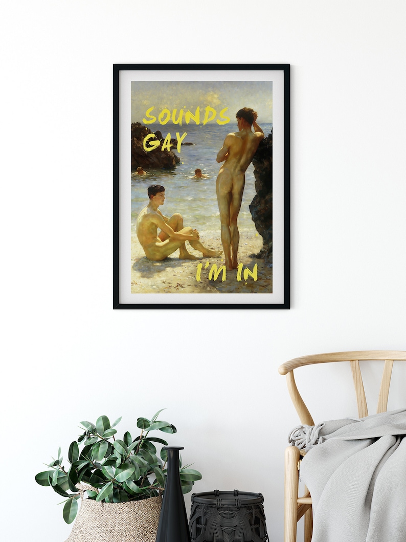 Pôster Gay, Parece Gay, Eu Topo, Arte do Orgulho Gay, Pintura Gay, Impressão de Arte Queer, Arte Gay, Pôster Vintage, Arte LGBTQ+, Presente Gay, Impressão de Arte Alterada imagem 3