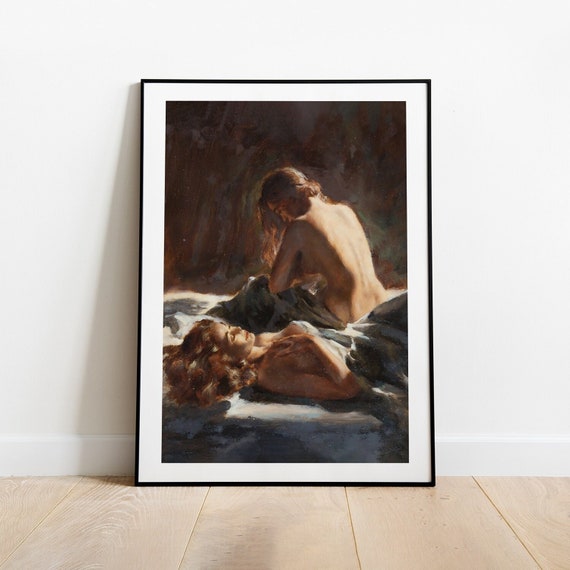 Lesbian Art Print, Sapphic Art, Lesbian Painting, WLW Wall Art, Pulp Cover Art, Sapphic Print, Lesbian Wedding Gift, Lesbian Art, LGBT Print