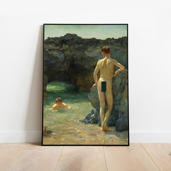 Classic Gay Painting, Fine Art Print, Gay Wall Art, Vintage Poster, Men Body Art, Gay Couple Gift, Male Art, Gay Painting, Henry Scott Take