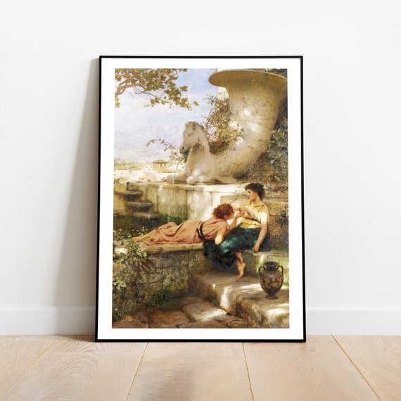 Classical Lesbian Art, Lesbian Painting, WLW Art, Lesbian Print, Sapphic Wall Art, Vintage Poster, Sapphic Artwork, Romantic Print, Gift Her