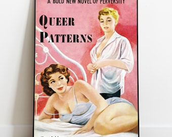 Retro-Queer-Pulp-Art-Druck, Cover eines lesbischen Liebesromans der 1950er Jahre, lesbisches Kunstwerk, Wandbild für Frauen und Mädchen, verliebte Frauen, romantische Illustration