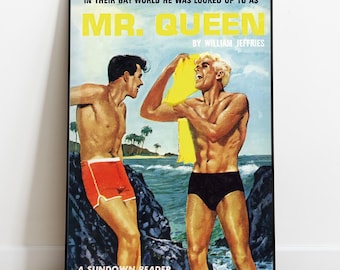 Retro Gay Pulp Print, 1960s Vintage Queer Poster, Gay Pulp Cover, LGBTQ Wall Decor, Old Magazine Illustration