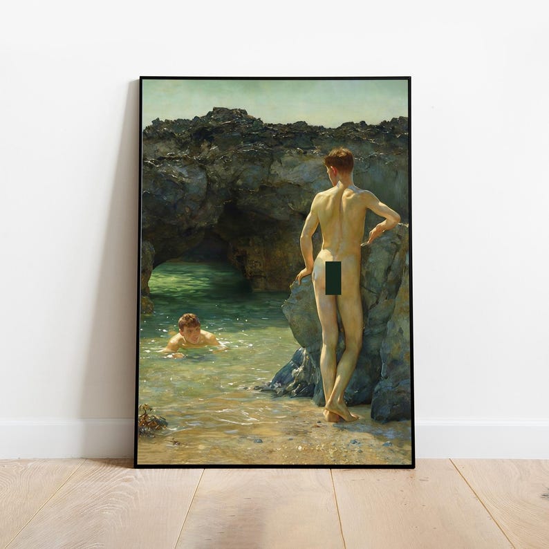Remastered and enhanced classic painting by artist Henry Scott Tuke (1928)